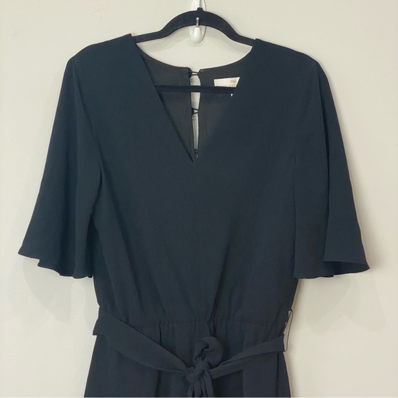 Dress The Population Lydia Dress Black Flutter Sleeve Midi Slit - Picture 5 of 12